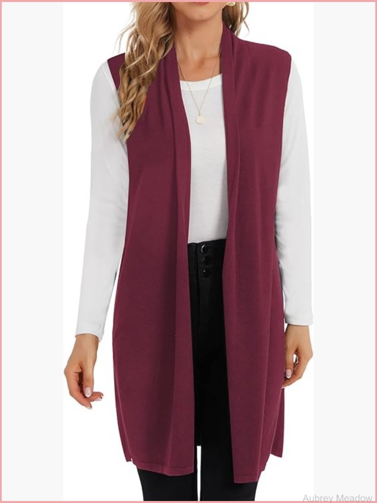 Sleeveless Knit Duster Cardigan Open Front Long Vest Plus Size